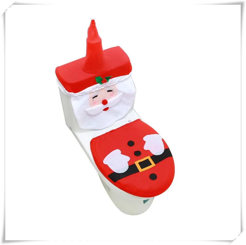 MSJO Christmas Bathroom Toilet Seat Cover Wc Rug Mat Natal Santa Claus Elk Elf Snowman New Year Navidad Christmas Decoration Hom