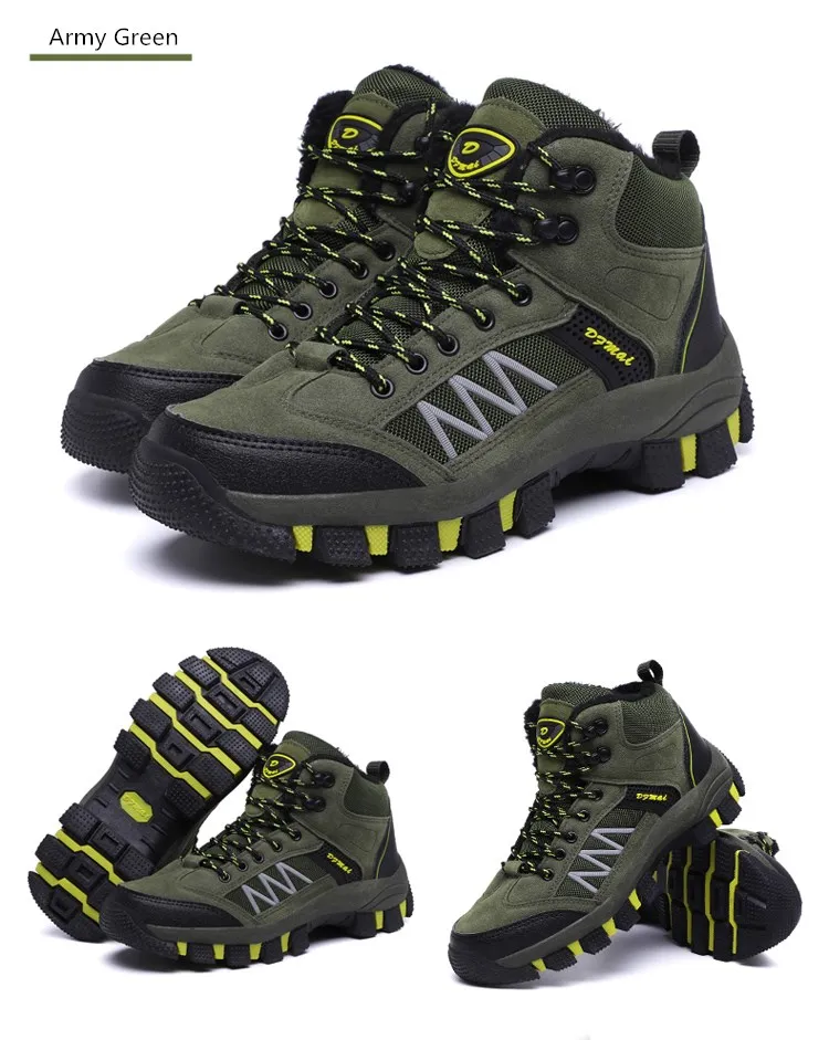 Водонепроницаемые уличные альпинистские горные ботинки; Флисовая теплая спортивная походная обувь; треккинговые ботинки средней высоты; нескользящие зимние ботинки