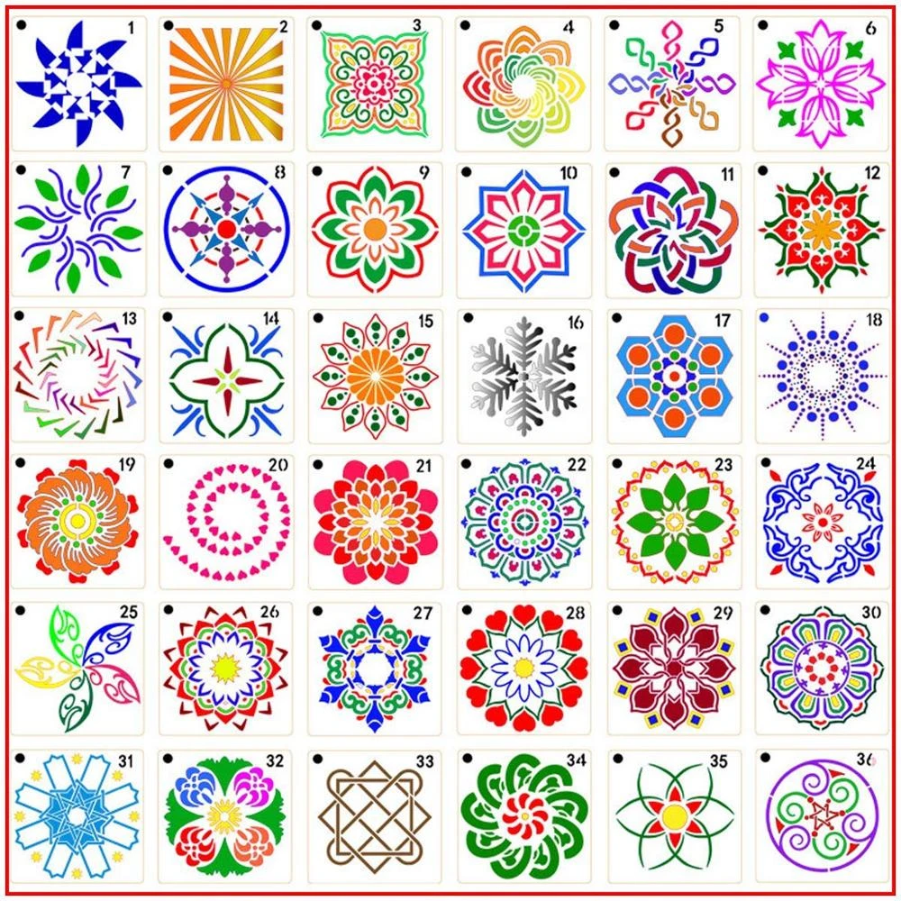 36 Mandala Stencils Template Painting Airbrush Walls Art Cm - AliExpress