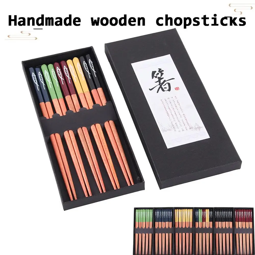 5 пар японские корейские многоразовые палочки для еды из натурального бука