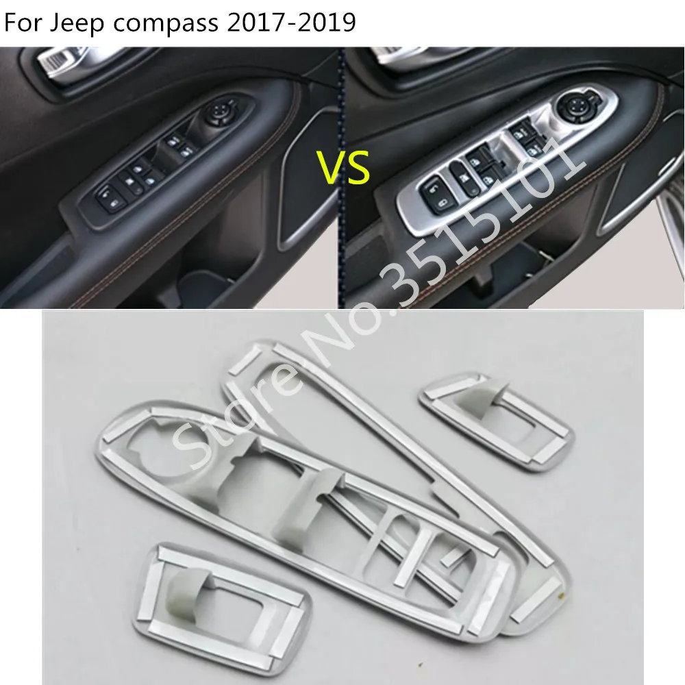 Для Jeep Compass автомобильный корпус Стайлинг подлокотник поручень Внутренняя дверь окно стекло переключатель панель Крышка отделка рамка 4 шт