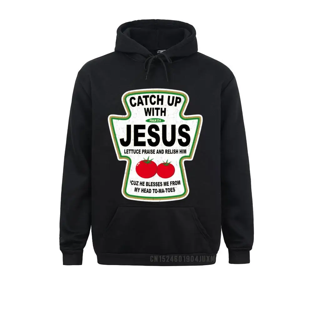Prevalent Men Sweatshirts Grunge Christian Catch Up With Jesus Ketchup Hoodie__991 Hoodies  Long Sleeve Sportswears Casual Grunge Christian Catch Up With Jesus Ketchup Hoodie__991black