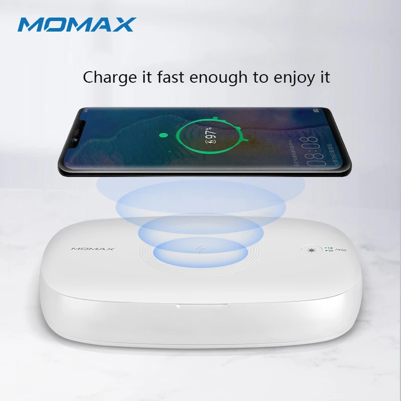 MOMAX новая Q. POWER UV-box Коробка для стерилизации для беспроводной зарядки 10 Вт Беспроводная Быстрая зарядка ключ дезинфекция простой и удобный