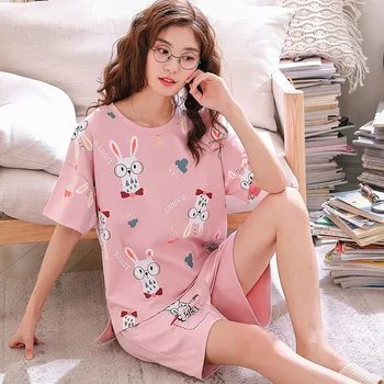 

Pajamas Ladies Summer Short-sleeved Cotton Shorts Korean Cartoon Cute Loose Thin Pajamas Suits Home Service
