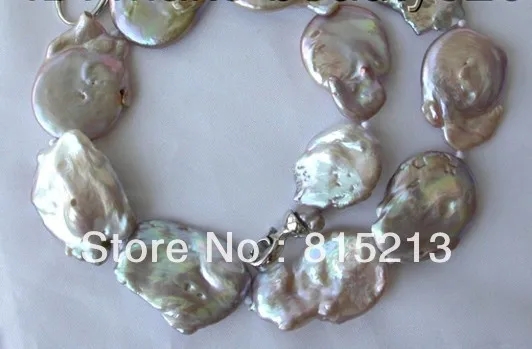 N577 stunning big baroque lavender freshwater cultured pearl necklace% Discount AAA