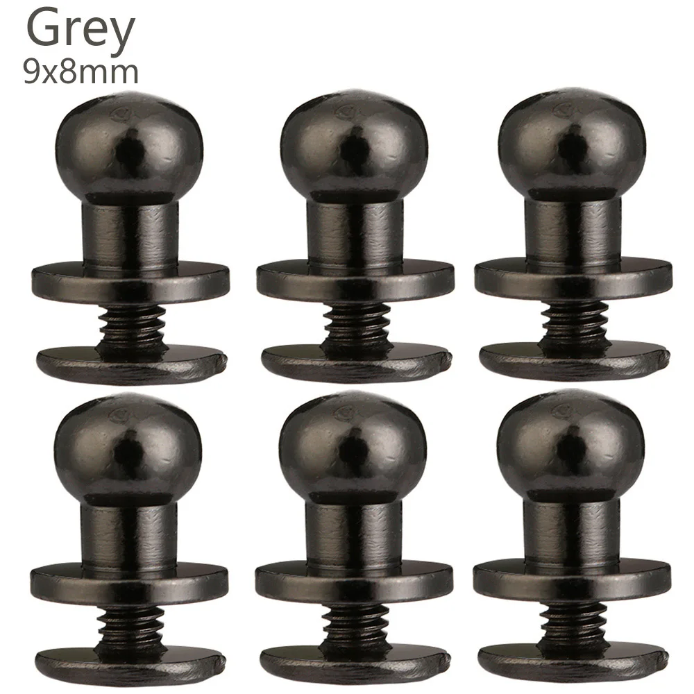 grey-9X8mm 10 шт./пакет декоративными застежками, потайной головкой и кожа, кожа, кошелек твердая латунь ногтей заклепки винты сумки аксессуары кнопки для одежды Декор - Цвет: grey-9X8mm