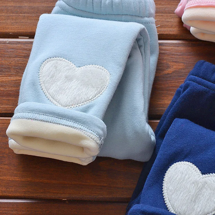 Crawler Girls' Trousers Children Baby Heart Shape Leggings Infants Children Pants with Velvet Sub-Small CHILDREN'S Thick Trouser