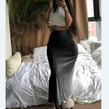 

Elegant High Waist Women Skirt Sheath Package Hips Skirts Female Solid Long Pleated Skirts For Women Spring Autumn Clothing 2019