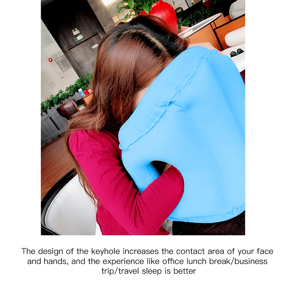 Portable Travel Pillow Inflatable Pillows Air Soft Cushion Trip Portable Innovative Products PVC Flocking Pillow
