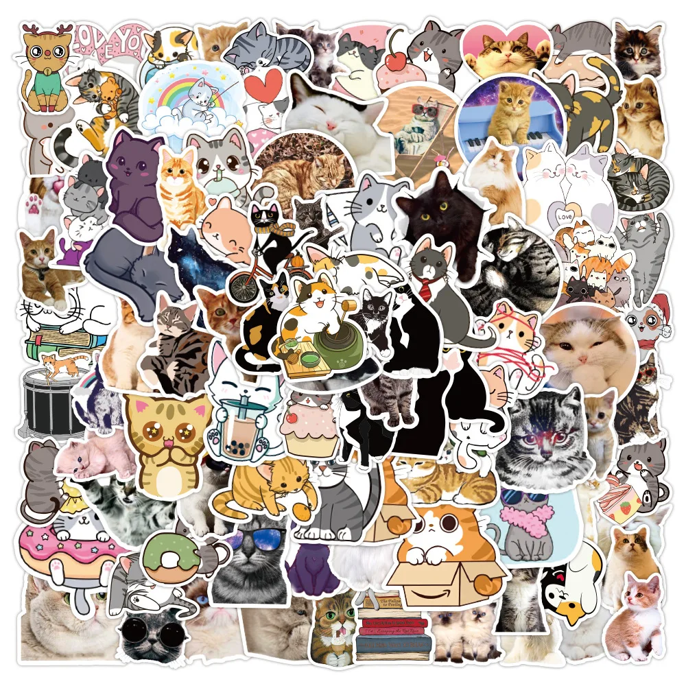 Design Di Adesivi Per La Raccolta Di Cartoni Animati Semplici Gatti Carini,  Gatto, Collezione Di Adesivi, Adesivi Per Gatti PNG e Vector per il  download gratuito