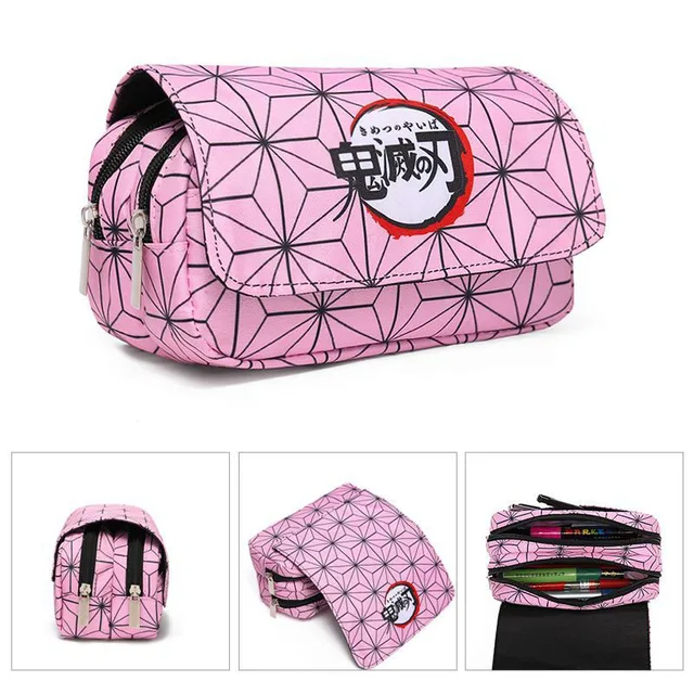 1Pcs Anime Demon Slayer Kimetsu No Yaiba Pencil Case Zipper Student Stationery Wallet Storage Bag School Season Gift style1