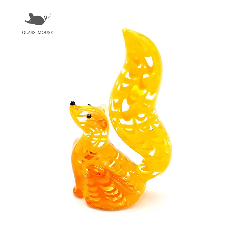 

New Handmade Murano Glass Squirrel Art Figurine Miniature Cute Animal Ornament Xmas Gifts For Kids Home Decor Charms Accessories
