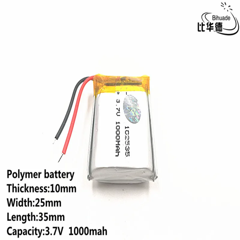 3.7V 1000mAH 102535 Polymer lithium ion / Li-ion battery for tablet pc BANK,GPS,mp3,mp4