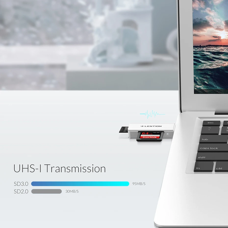 USB 3,0 для SD/Micro SD кард-ридер, usb тип A двойной адаптер для карт памяти совместимый MacBook Air& Pro, Surface Book и многое другое