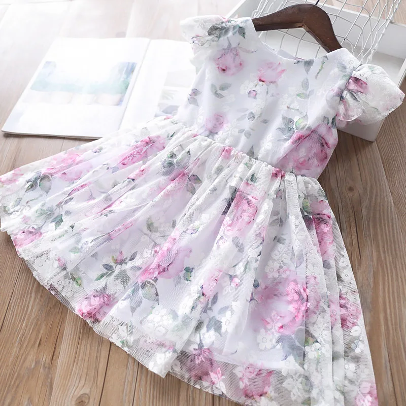 Babyinstar/летние кружевные платья без рукавов с цветочным рисунком для девочек
