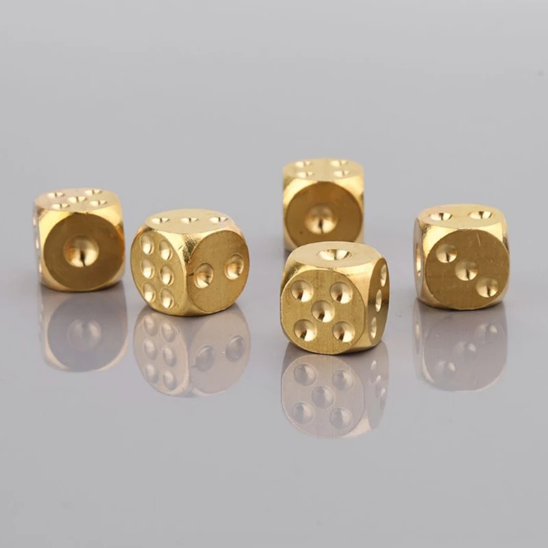 

6pcs 13mm Copper Dice Polished Solid Home Decor Brass Dice Bar Supplies Game Tool Copper Metal Dice Copper Game Supplie