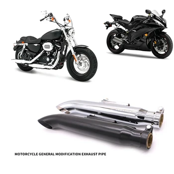 

Universal Modified Bend Exhaust Pipe Muffler Exhaust Middle Link Pipe Silver Tube Black Tube Straight Exhaust Muffler