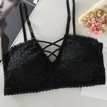 Новинка, красивый кружевной бюстгальтер с v-образным вырезом и перекрестными лямками на спине, Красивый эластичный бюстгальтер с вышивкой сзади, 1 шт
