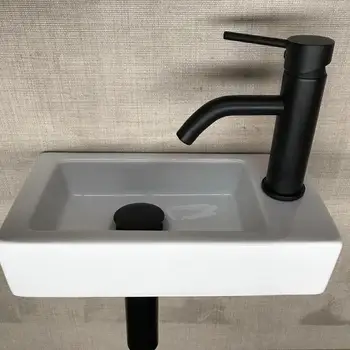 

Matt Black Modern Style Tap Basin Cold And Hot Fashion Round Single Hole Bathroom Small Faucet Basin Mixers Tap Crane