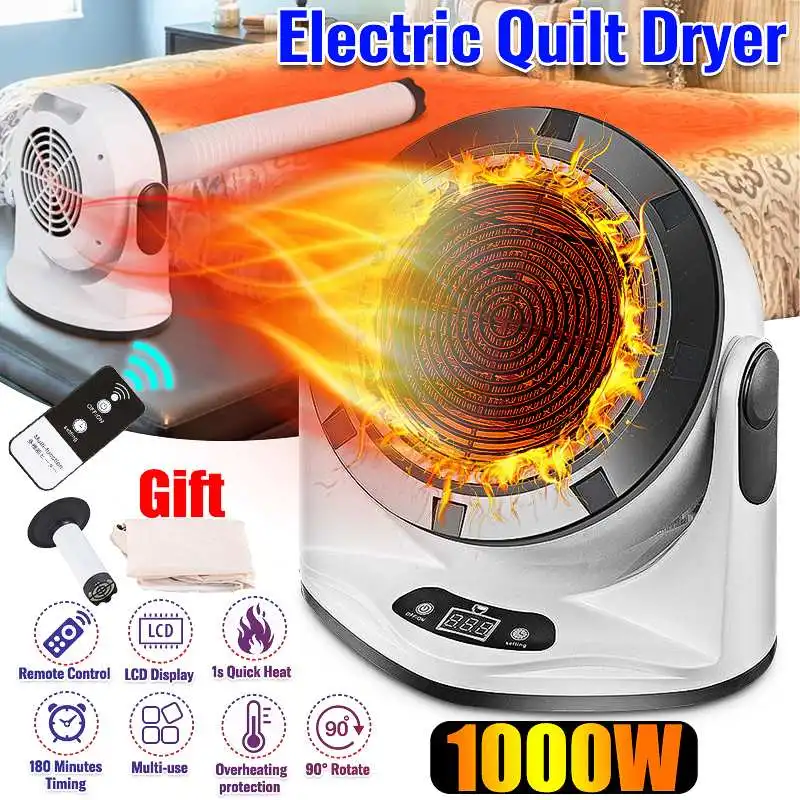 

2-in-1 1000W Portable Mini Electric Heater Multifunction Electric Clothes Dryer Machine Shoes Quilt Dryer Household Space Warmer