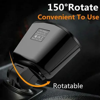

12V-24VDC 4 In 1 Car Charger 3.1A USBQC 3.0 Car Charger Cigar Lighter Socket Splitter Plug Adapter 150° Rotate
