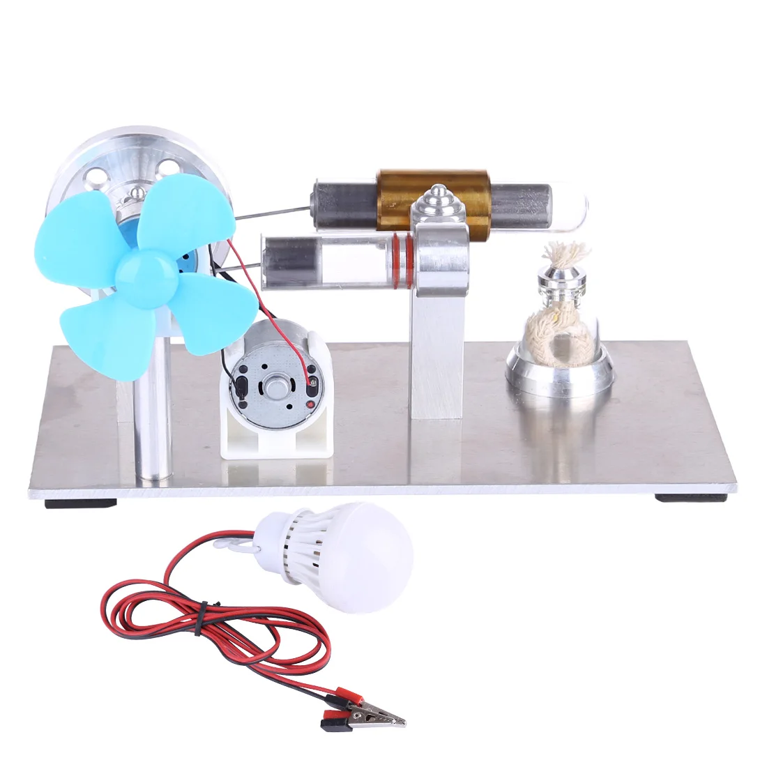 

Updated Version All-metal Quartz Hot Cylinder Stirling Engine Educational Model Kit with Fan and Bulb
