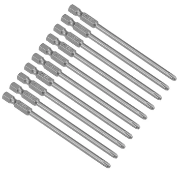 

uxcell 10 Pcs 1/4 Shank 100mm Length 4mm Phillips PH2 Magnetic S2 Screwdriver Bits