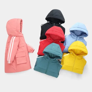 

Winter jacket for boys Mid-length Down jacket for girl Over the knee thick solid color hooded down jacket Thicken Outerwear