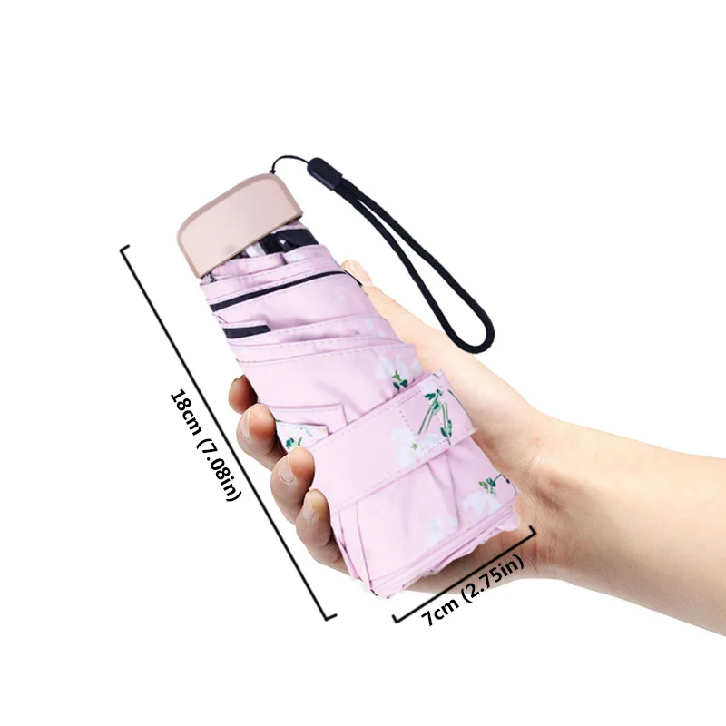 Mini Pocket Women Umbrella Durable 5 Folding Anti-UV Pencil Umbrellas Sun Protection Ultra-thin Parasol for Men Rain Tool Gift