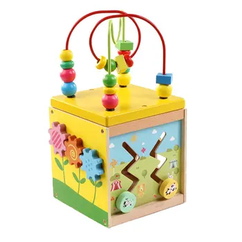 

Wooden Children's Educational Toys Multi-function Round Bead Treasure Box Baby Clock Shape Cognitive Fun Toys