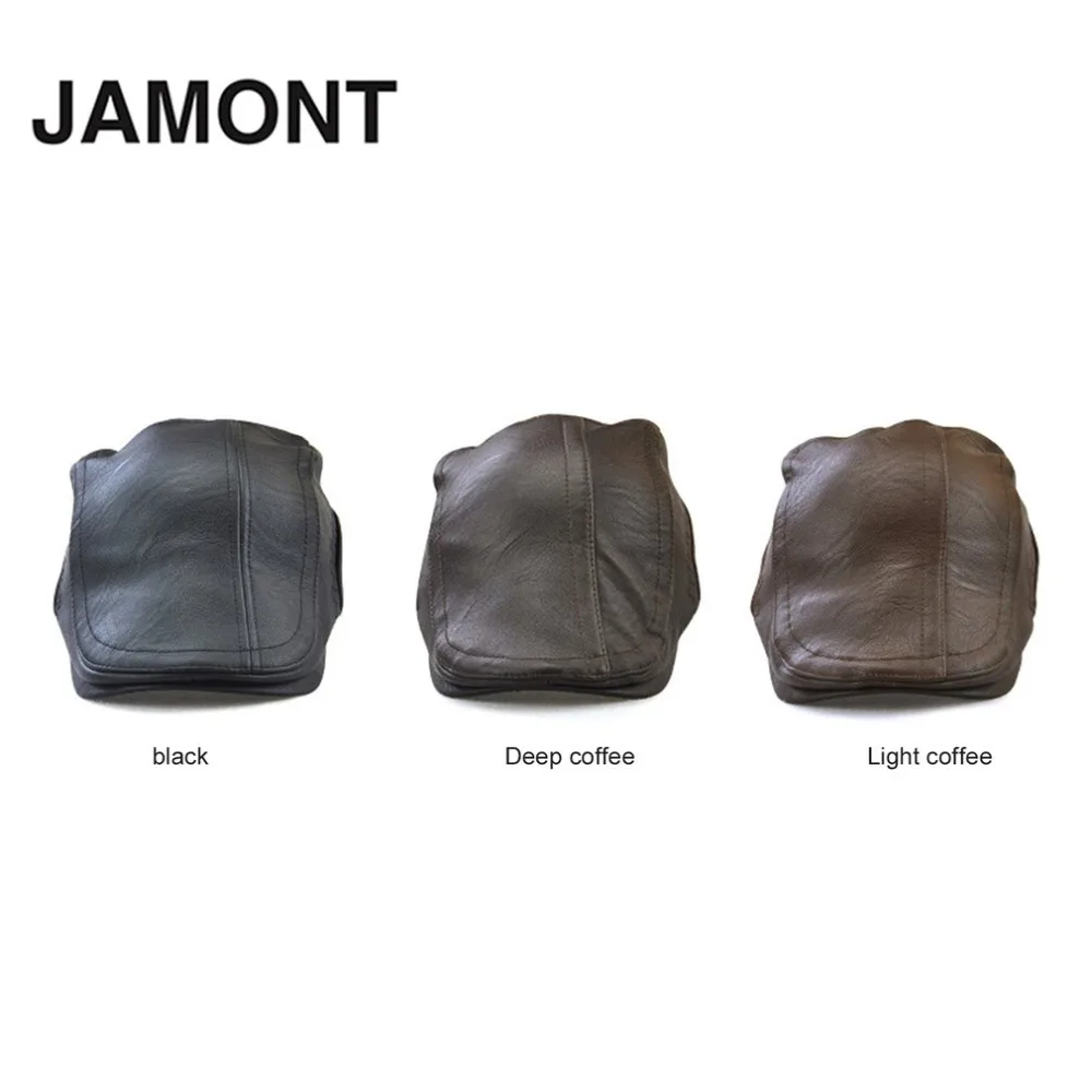 JAMONT мужские береты из искусственной кожи s Весна Осень Новые мужские Регулируемые ПУ кепки с козырьком кепки модные повязки Кепка плоская шляпа