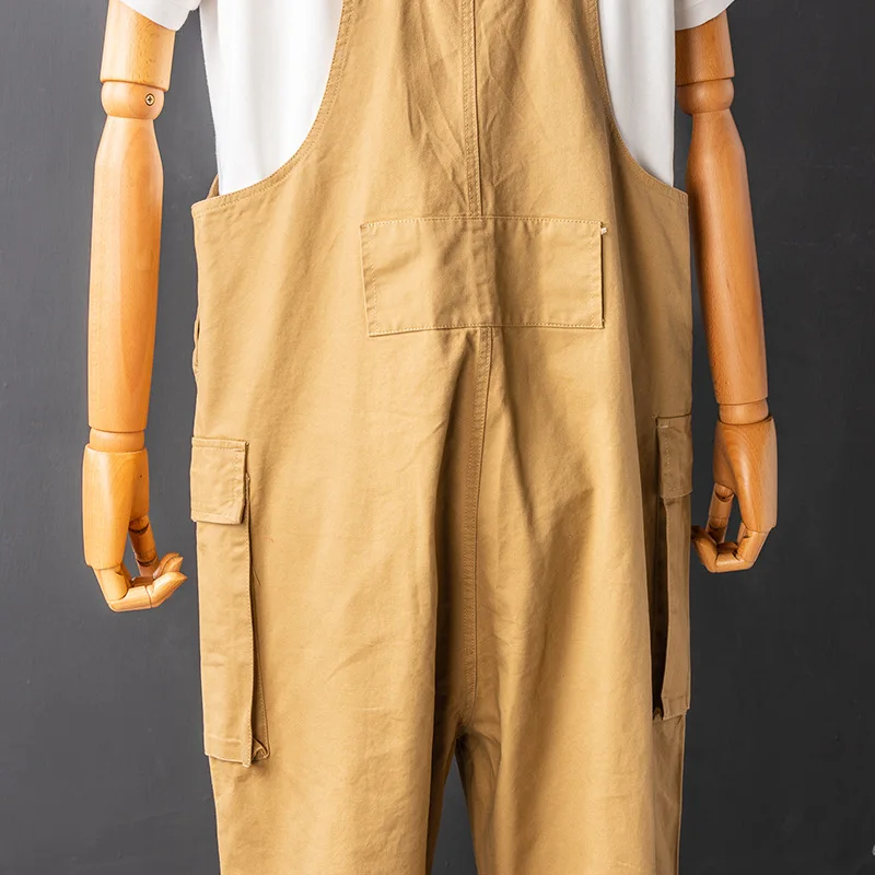 Vintage Harajuka Mens Short Sleeve Cargo Overall Multi Pockets Rompers Jumpsuits Joggers Coverall Streetwear Work Clothing S-5xl
