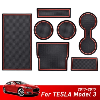 

Accessories For Tesla Model 3 2017 2018 2019 2020 Car Console Wrap Mat Non-Slip Gate Slot Center Protective Cup Holder Pads