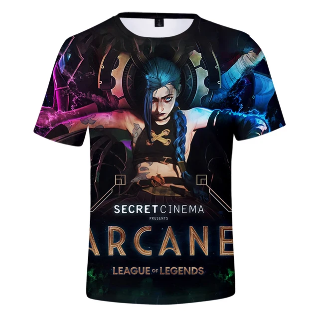Arcane League of Legends Arcane 3D Printing Short Sleeved T Shirt Loose Casual All Match Neutral