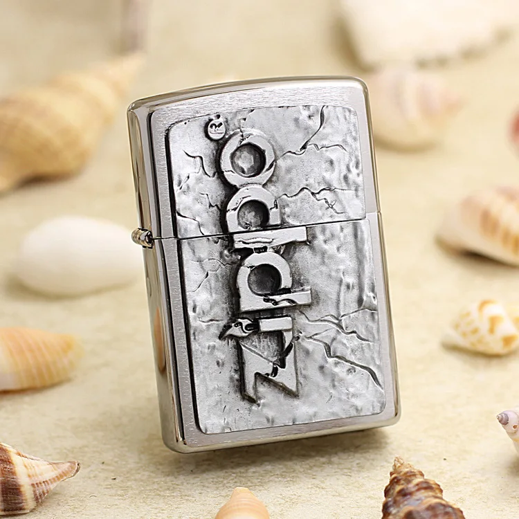 

Genuine Zippo oil lighter copper windproof Do old 3D badge cigarette Kerosene lighters Gift With anti-counterfeiting code