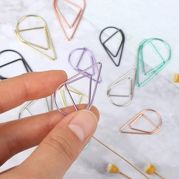 

30/50pcs Metal Material Drop Shape Paper Clips Kawaii Cute Bookmark Clip Office School Stationery 2 Size