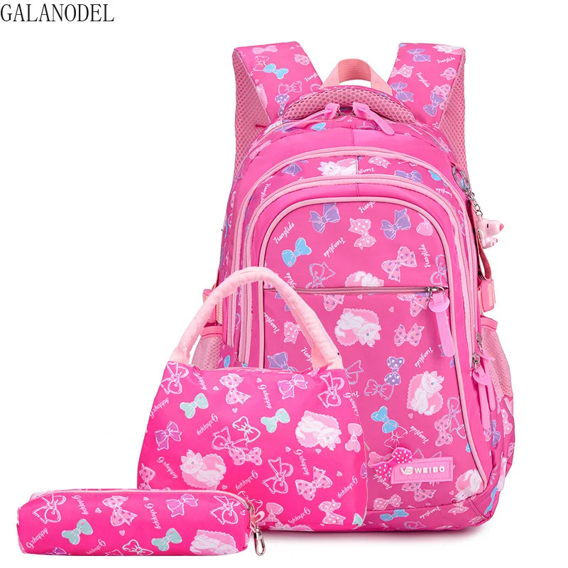 

Kids Backpack Girls for Girls Bowknot Printing School Backpack Travel Backpacks Kids Orthopedic Backpack with 3pcs/set