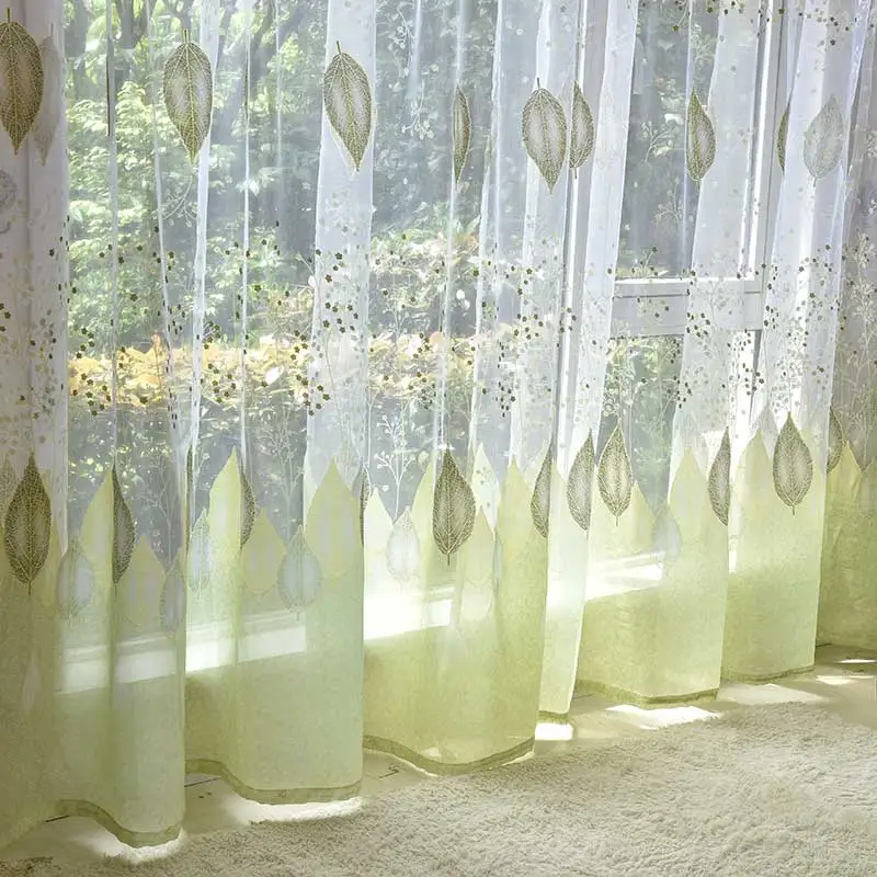 Sheer Curtains Pastoral Tulle Window Curtain For Living Room Bedroom Kitchen Voile Drape Blinds