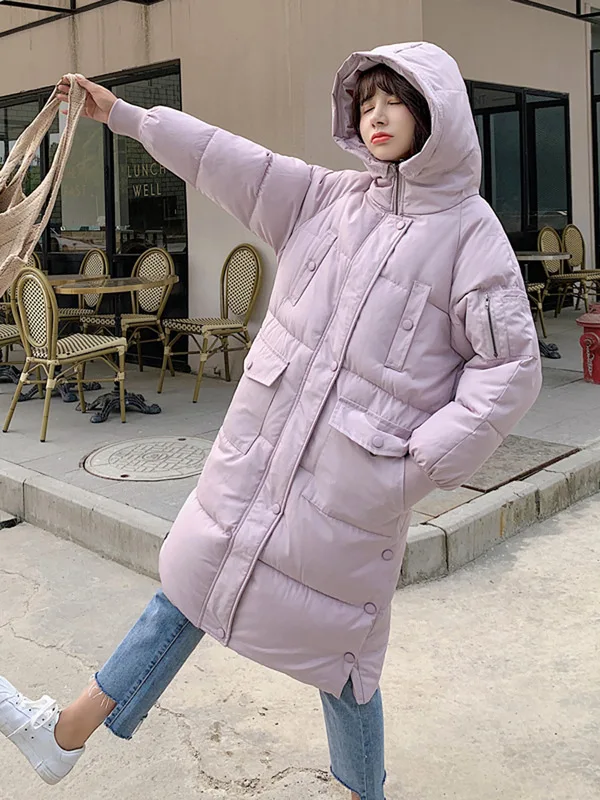 

Dongdaemun Mid-length down Jacket Cotton-padded Clothes Women's 2019 New Style Korean-style over-the-Knee down Coat Women Coat H