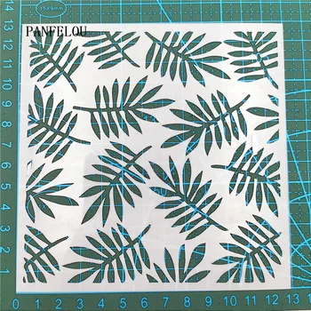 

13*13cm leaves scrapbook stencils spray plastic mold shield DIY cake hollow Embellishment printing lace ruler valentine