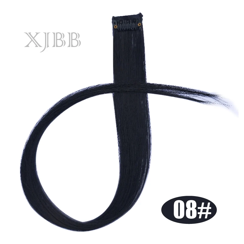 XJBB, 20 дюймов, длинные прямые цветные волосы, накладные волосы на заколках, цельные цветные полоски, синтетические волосы для наращивания на заколках - Цвет: C08