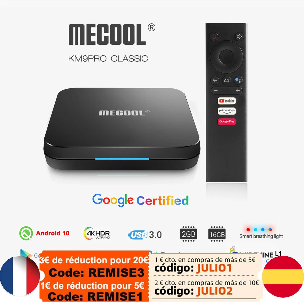 Классическая ТВ-приставка Mecool KM9 Pro Android 10 0 Wi-Fi Amlogic S905X2 2 Гб ОЗУ 16 ПЗУ 4 ГБ 4K