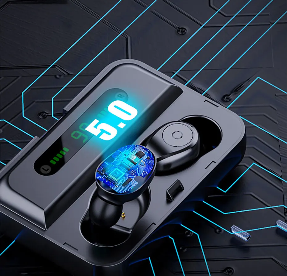 DEAGEA TWS 5,0 Bluetooth 6D стерео наушники беспроводные наушники светодиодный дисплей водонепроницаемые наушники 1200 мАч Внешний аккумулятор держатель телефона