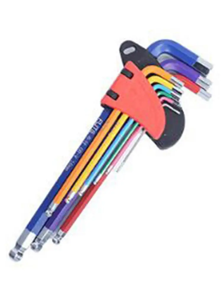 

9PCS/Set Hex Key Set Long Arm Foldable Chrome vanadium steel Ball End Allen Key Set Folding Hex Key Wrench Tool Set Durable #CW