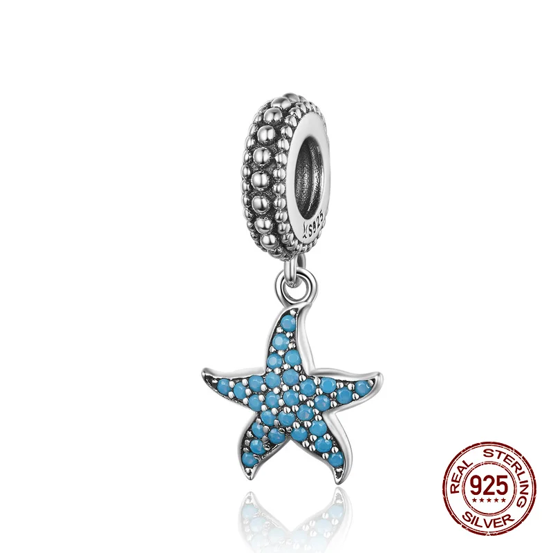 Fit бусины pandora, браслет Подвеска Морская звезда Серебро 925 пробы оригинальная бижутерия амулет делая горячая распродажа