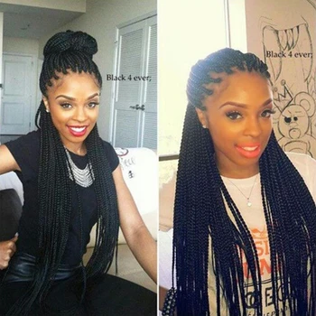 

Natural Black Braided Synthetic Lace Front Wig Baby Hair Long Box Braids Synthetic Braided Wigs for Black Women Heat Resistant