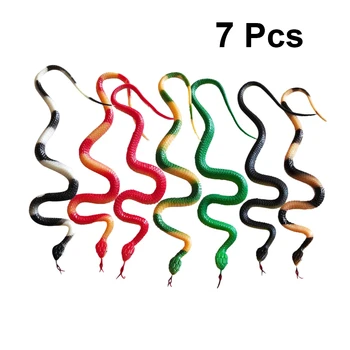 

7pcs Soft Plastic Rubber Artificial Snake Prank Prop Halloween Trick Scary Toy for Halloween Party Decorations Random Color