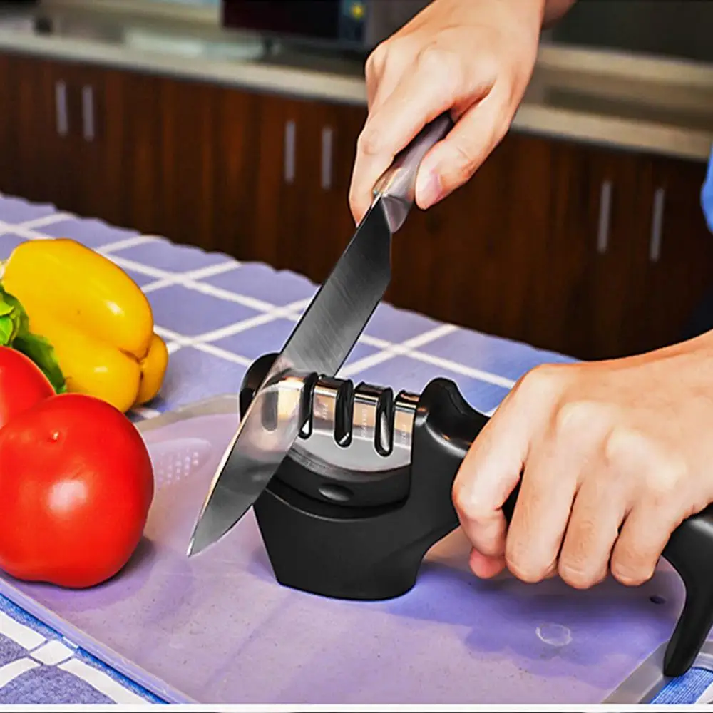 

Knife Sharpener 4 in 1 Diamond Coated Fine Rod Knife Shears And Scissors Sharpening System Stainless Steel Blades Grinder Stone