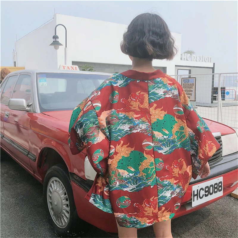 Кимоно в японском стиле от солнца Haori Yukata, рубашка, женский кардиган, шикарный, Kylin, принт, Ретро стиль, традиционный пляжный костюм, летняя мода