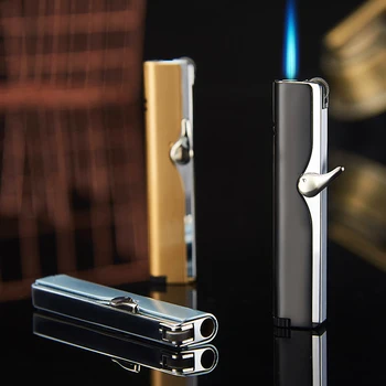 

Butane Flame Metal Refillable Gas Lighters Gold Windproof Isqueiro Recarregavel Jet Torch Encendedor Mujer Outdoor Fire Starter